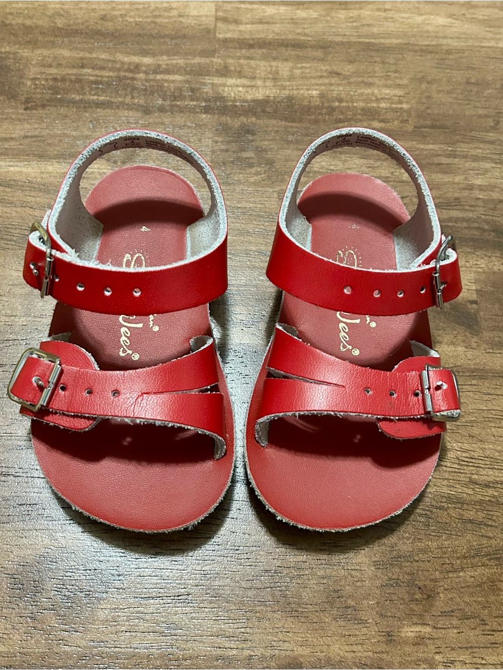 Sun San Sea Wees Children's Red Buckle Strap Sandals